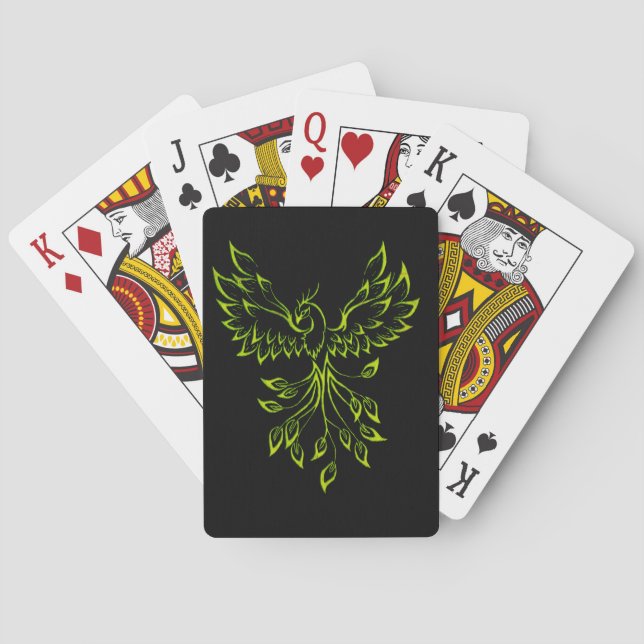 Grönt Phoenix Rises på Black Casinokort (Baksidan)