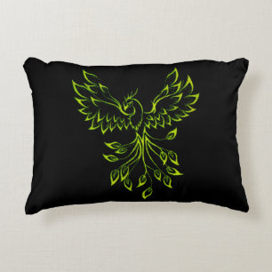 Grönt Phoenix Rises Prydnadskudde