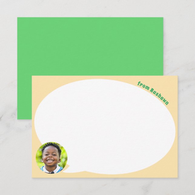 Grönt Photo and Tal Bubble Tack You Card (Fram/baksida)