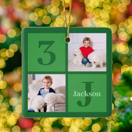Grönt Photo Collage Personlig Kids jul Julgransprydnad Keramik