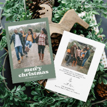 Grönt Photo Family God jul-kort