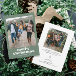 Grönt Photo Family God jul-kort Inbjudningar