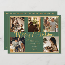 Grönt Photo God jul Guld Script Helgdag Julkort