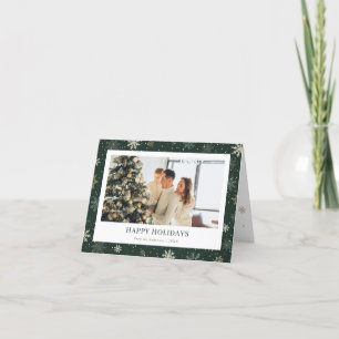 Grönt Photo Snowflake Glad helg-mappat kort