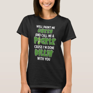 Grönt Pickle Dillin Joke Pun Vegetarian Cucumber T Shirt