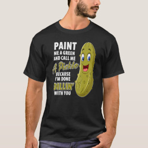 Grönt Pickle Dillin Joke Pun Vegetarian Cucumber T Shirt