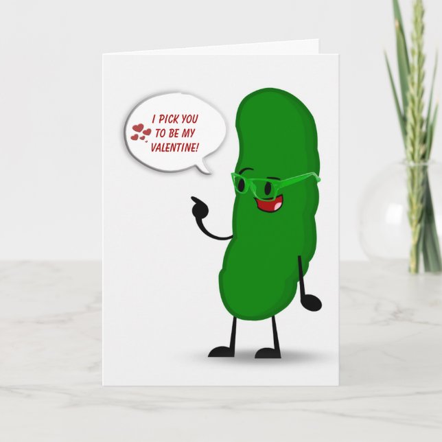 Grönt Pickle Valentine Kort (Framsida)