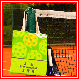 Grönt Pickleball Coola Modern Monogramme Tygkasse