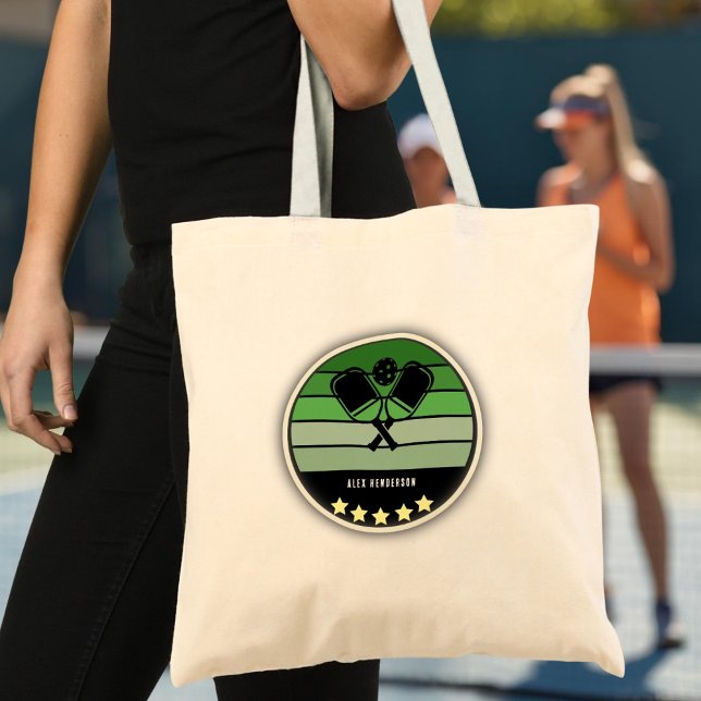 Grönt Pickleball Paddle Tygkasse (Green Pickleball Paddle Tote Bag)