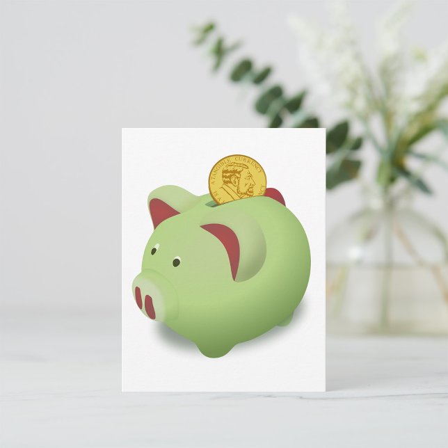 Grönt Piggy Bank-inbjudningar Inbjudningar (Skapare uppladdad)