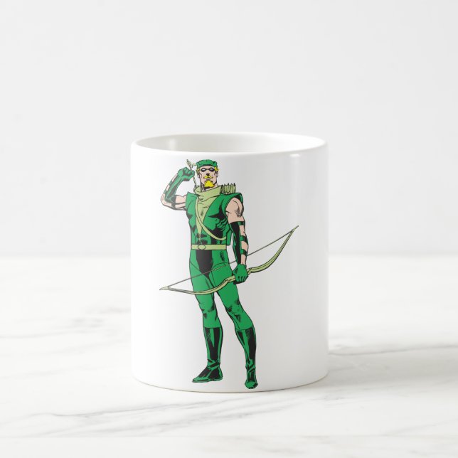 Grönt-pil med mål kaffemugg (Center)
