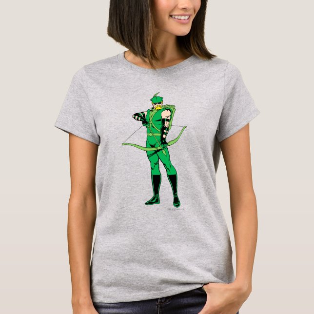 Grönt Pil stående med Bow T-shirt (Framsida)