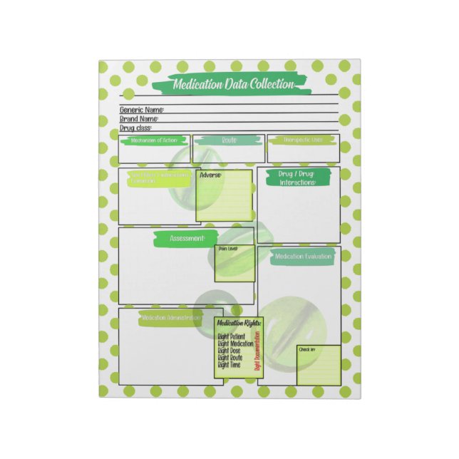 Grönt piller Healthcare Student Medicine Template Anteckningsblock (Roterad)