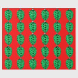 Grönt Pinecone Red Wrapping Papper Presentpapper