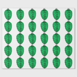 Grönt Pinecone White Wrapping Papper Presentpapper