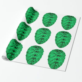 Grönt Pinecones Wrapping Papper Presentpapper