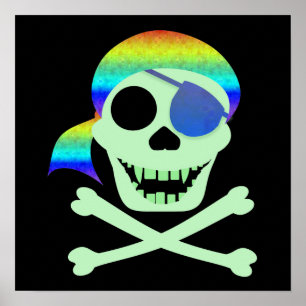 Grönt Pirat Skull Poster