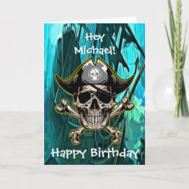 Grönt Pirat Skullkapten Kor Bones Frakt Card Kort