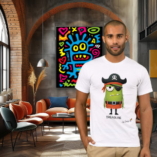 Grönt Pirat TRÄDE - efter konstruktion Roligt T Shirt