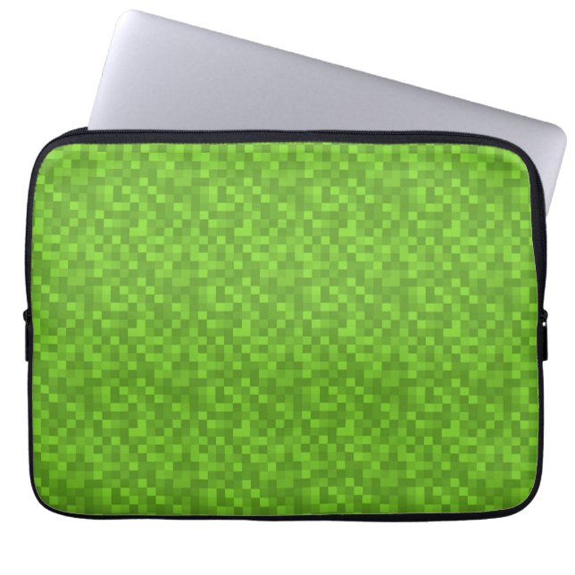 Grönt Pixelmönster Retro 8-Bit Spel Laptop Fodral (Framsidan)