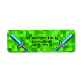 Grönt Pixels Mining Blocks Gamer Anpassningsbar Ad Returadress Etikett