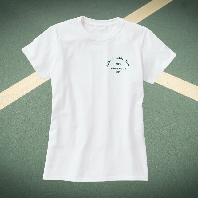 Grönt PKBL Social Klubb Vapensköld Pickleball T Shirt (Skapare uppladdad)