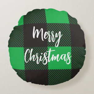 Grönt plaid God jul Rund Kudde