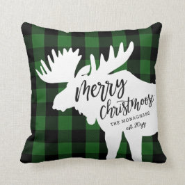 Grönt Plaid Merry Christmoose-Personlig Kudde