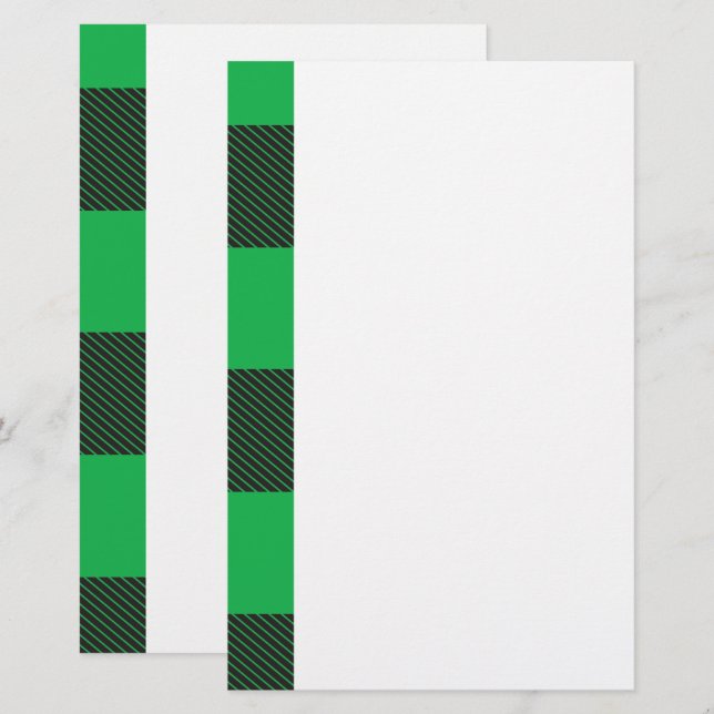 Grönt plaid mönster brevpapper (Fram/baksida)
