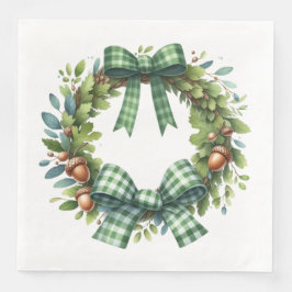 GRÖNT PLAID MÖNSTER FALL AUTUMN THEMED-OBJEKT PAPPERSSERVETT