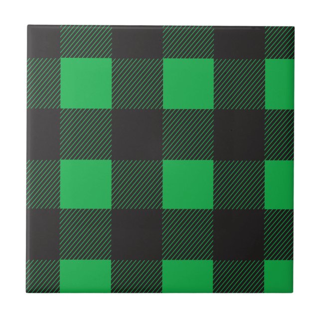 Grönt plaid mönster kakelplatta (Framsidan)