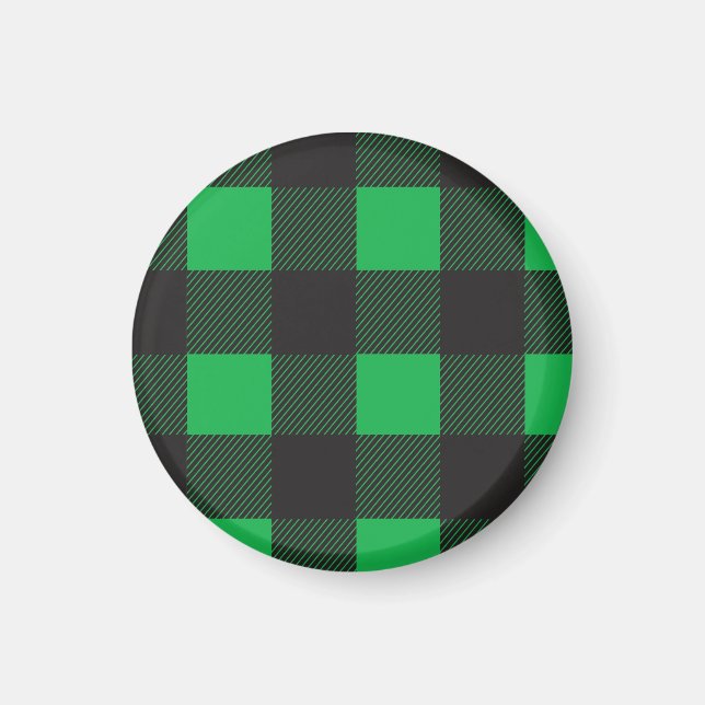 Grönt plaid mönster magnet (Framsidan)