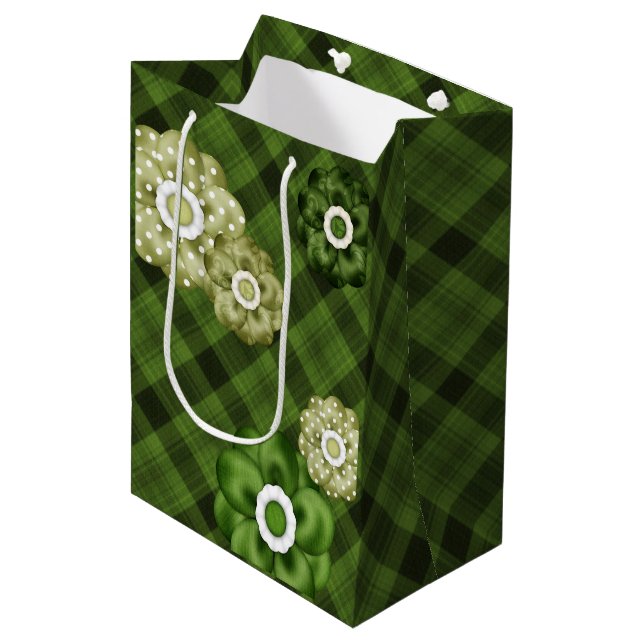 GRÖNT PLAID MÖNSTER MED GRÖNT FLÖDEN (Framsidan Vinklad)