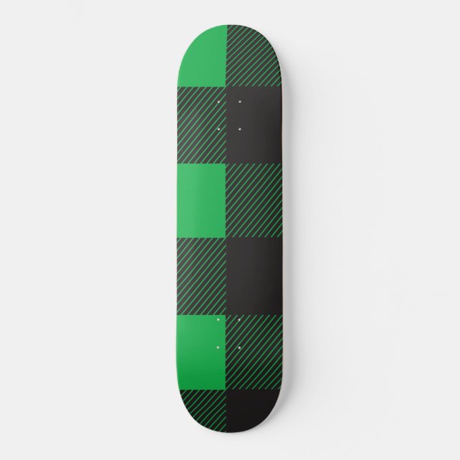 Grönt plaid mönster mini skateboard bräda 18,5 cm (Framsida)