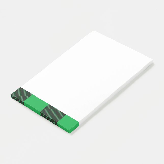 Grönt plaid mönster post-it block (Vinklad)