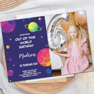 Grönt Planet Rymden Birthday-inbjudningar, hack Inbjudningar