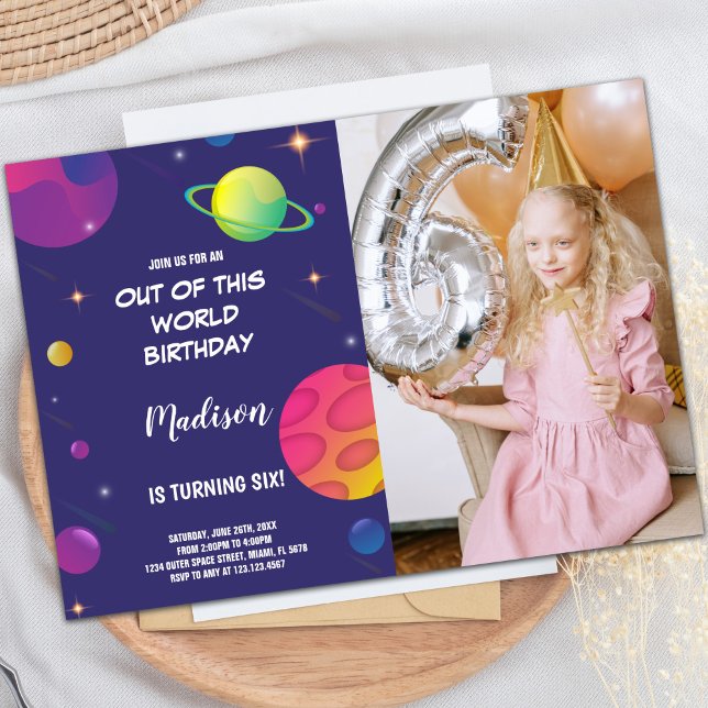 Grönt Planet Rymden Birthday-inbjudningar, hack Inbjudningar (Green Planet Outer Space Birthday Invitations phot)