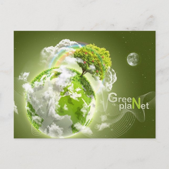grönt planet vykort (Framsida)