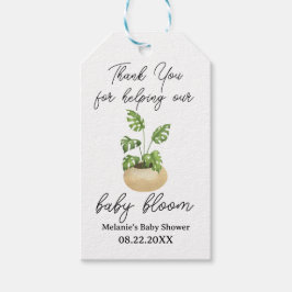 Grönt Plant Baby Shower Tack "Help me Bloom" Presentetikett