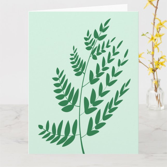 Grönt Plant Löv Kort (Gul blomma)