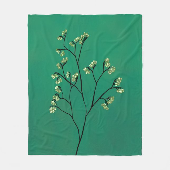 Grönt Plant Minimalist Botanical Art Fleecefilt (Framsidan)