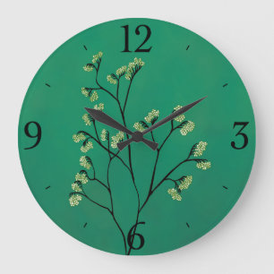 Grönt Plant Minimalist Botanical Art Stor Klocka