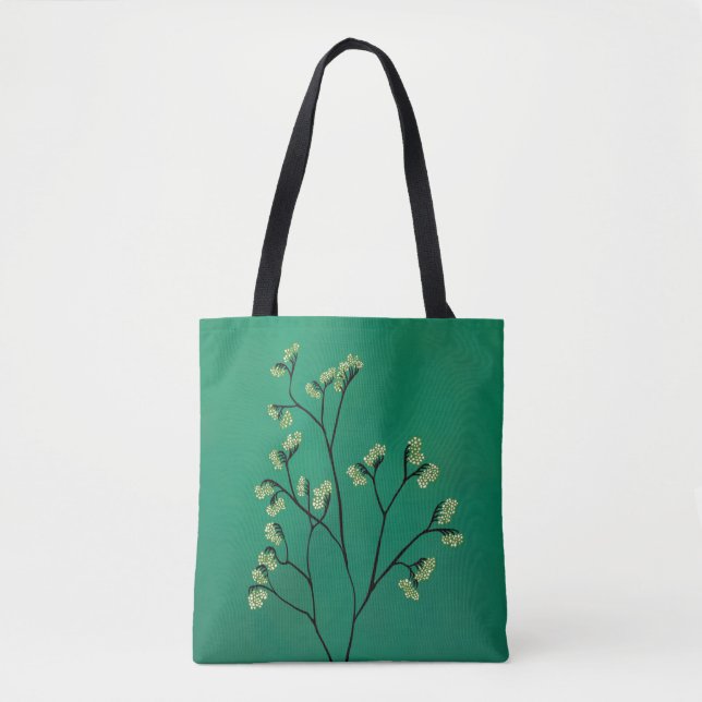 Grönt Plant Minimalist Botanical Art Tygkasse (Framsida)