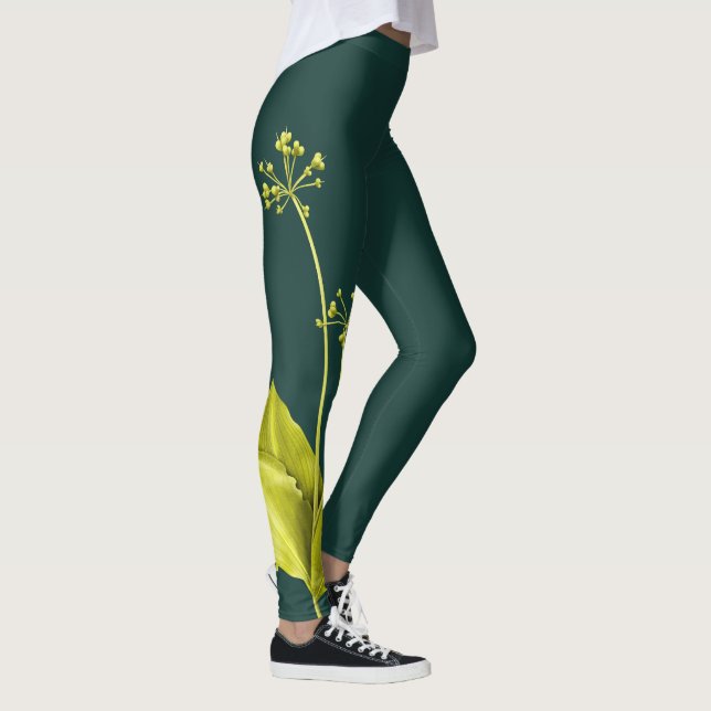 Grönt Plant Vild Vitlic Botanical Leggings (Höger)