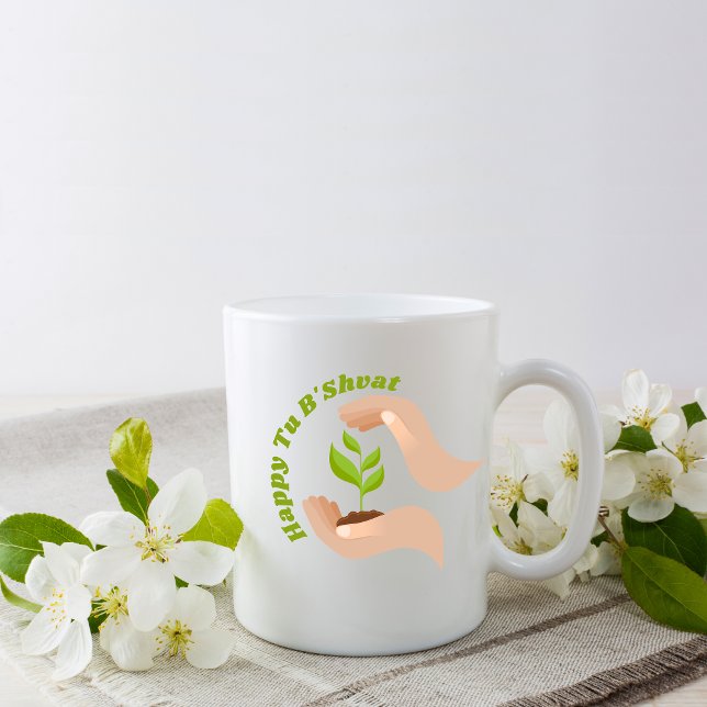 Grönt Planting Lycklig Tu B'shvat / Bishvat Kaffemugg (Skapare uppladdad)
