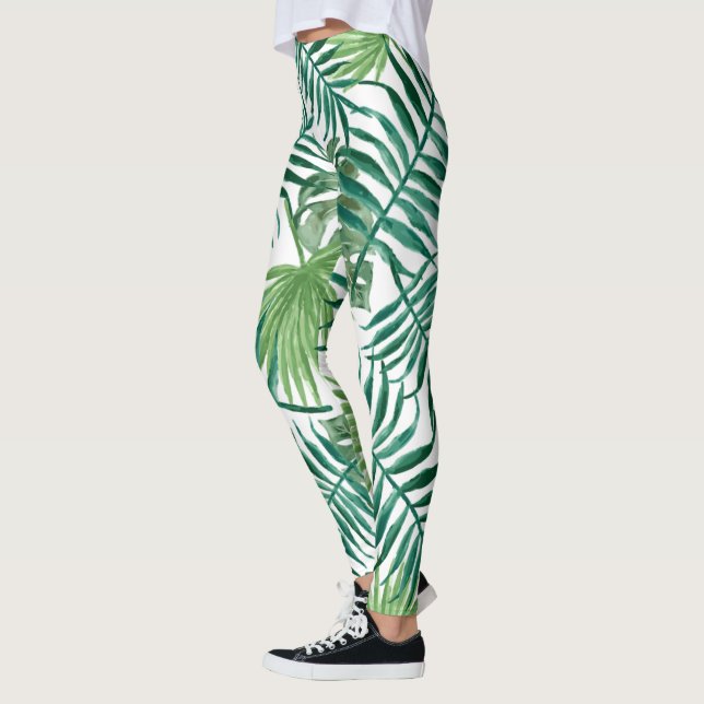 Grönt Plantor Tapet Leggings (Vänster)
