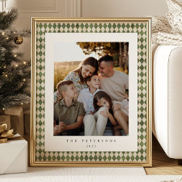 Grönt Play Anpassningsbar Family Photo-jul Poster