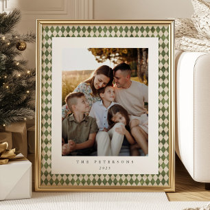 Grönt Play Anpassningsbar Family Photo-jul Poster