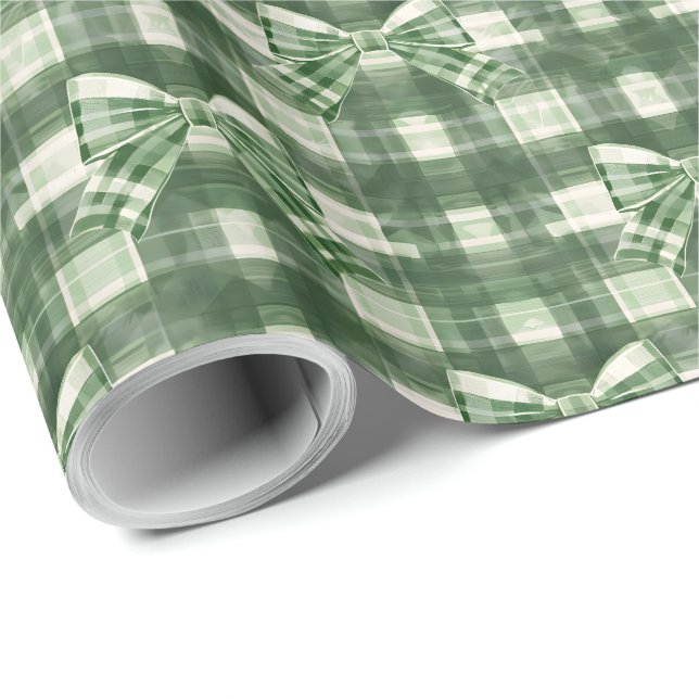 Grönt Play Coquette Bow Jul Presentpapper (Rullad Hörn)