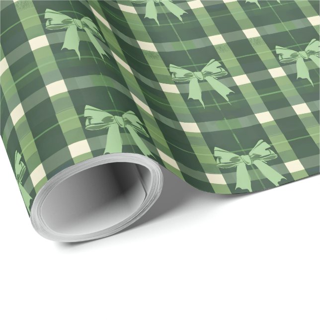 Grönt Play Coquette Bow Jul Presentpapper (Rullad Hörn)